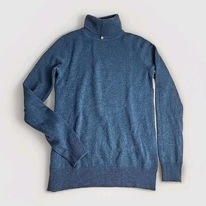 Charter Club Turtleneck Sweater Women XS Blue 100% Cashmere Luxury Minimalist